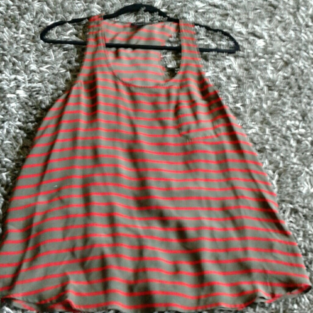 Olive Green and Red Racerback Tank